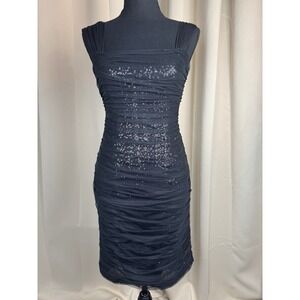 Lauren Ralph Lauren Ruched Sequin Cocktail Sheath Dress Black Size 0